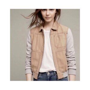 Anthropologie Hei Hei Excursion Tan Cotton Bomber Jacket L